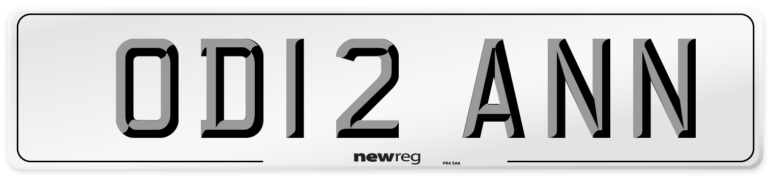 OD12 ANN Number Plate from New Reg